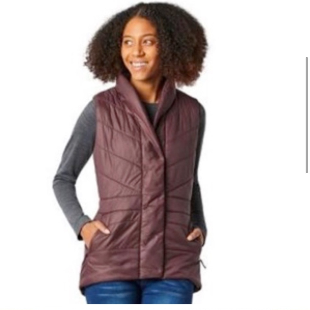 Smart wool smart loft wool burgundy puffer vest size small - Picture 6 of 16